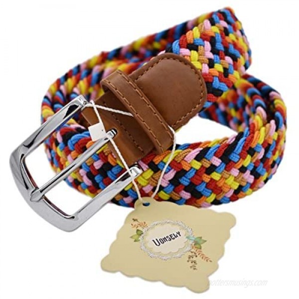 Stretch Belt Vonsely Elastic Belts Braided Fabric Belt Colorful Woven Belts