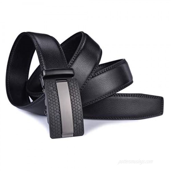 X XHtang Men's Ratchet Belt with Genuine Leather Slide Belt for men 1 3/8 inches Wide