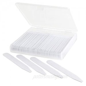 100 Plastic Collar Stays for Men Shirts 4 Various Sizes In Clear Plastic Divided Box