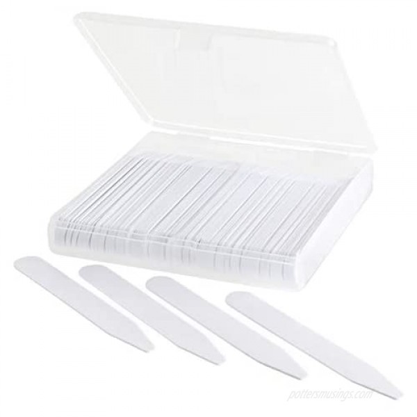 100 Plastic Collar Stays for Men Shirts 4 Various Sizes In Clear Plastic Divided Box