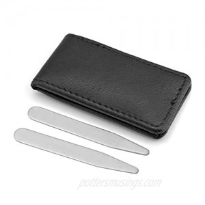 2.2" 2.5" 2.75" Name Engraving Collar Stay Business Trip Travel Leather Pouch