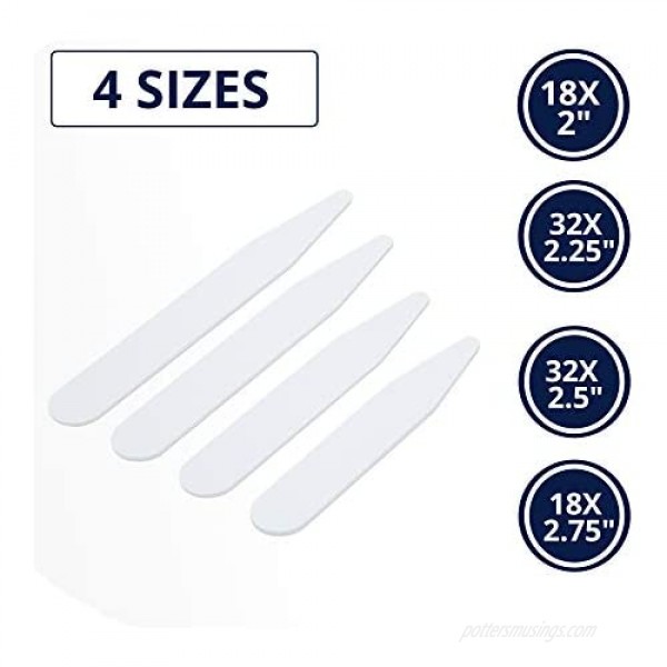 250 Plastic Collar Stays - 4 Sizes for Men by Quality Stays