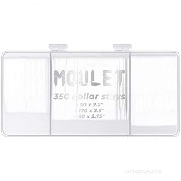 350 Plastic Collar Stays in a Divided Box for Men - 3 Sizes by Moulet