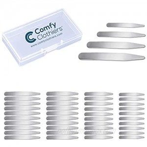 40-Pack Metal Collar Stays for Men's Dress Shirts Collars – Multiple Length Steel Shirt Collar Inserts Includes Storage Case by Comfy Clothiers
