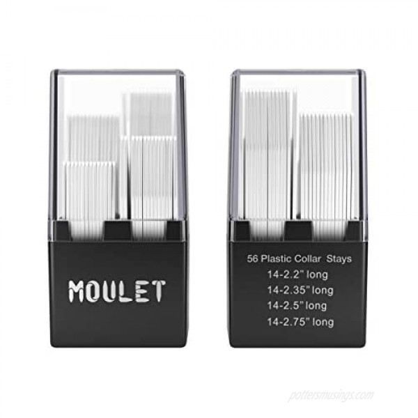 56 Plastic Collar Stays in a Divided Box for Men - 4 Sizes by Moulet