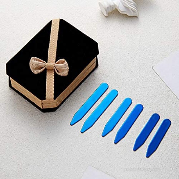 6Pcs Blue Stainless steel Collar Stays Shirt Collar Stiffeners in a Nice Gift Box Size 2.2 / 2.5 / 2.75 (CP08-Blue No Note)
