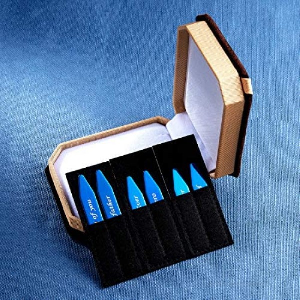 6Pcs Love Note Blue Stainless steel Collar Stays in a Nice Gift Box Size 2.2 / 2.5 / 2.75 (CP03-Blue have Note)