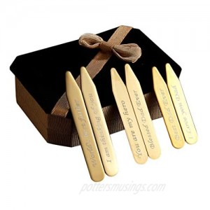 6Pcs Love Note Gold Stainless steel Collar Stays in a Nice Gift Box Size 2.2 / 2.5 / 2.75 (CP04-Gold have Note)