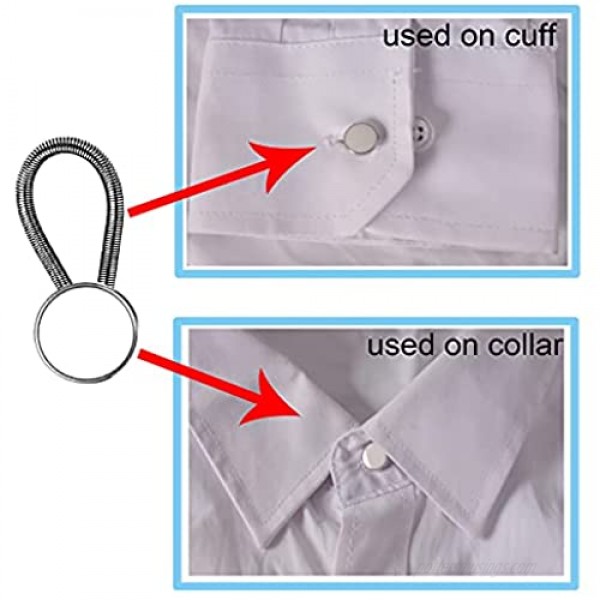 8 Pieces White & Black Collar Extenders Elastic Metal Button Extender Neck for Shirt Dress Coat