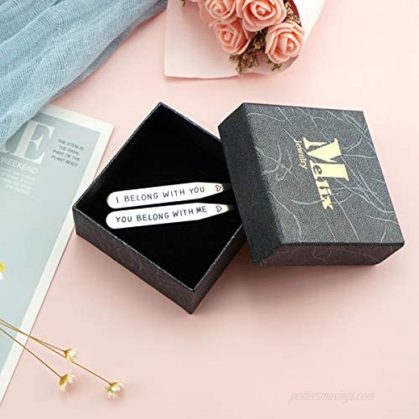 Boyfriend Husband Gifts Collar Stays I Belong with You You Belong with Me Mens Gift for Anniversary Birthday Present