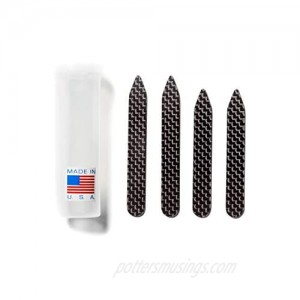 Carbon Fiber Collar Stays Set - Collar Stiffeners - Mens - 2 Pairs - 2.5" and 2.75" with Case - Black - Non Metal Collar Stay