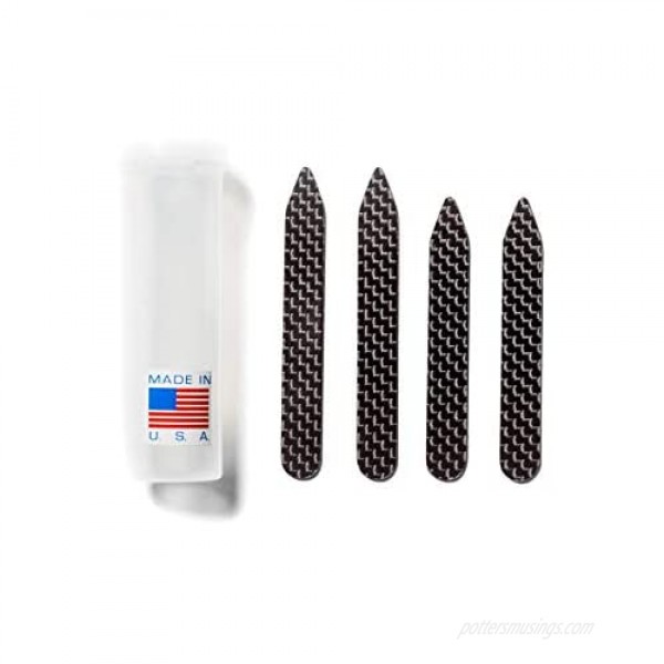 Carbon Fiber Collar Stays Set - Collar Stiffeners - Mens - 2 Pairs - 2.5 and 2.75 with Case - Black - Non Metal Collar Stay