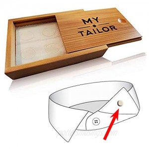 Collar Stay Stickers for Men & Women - Double Sided Fashion Tape - Shirt Tie & Belt Anchor - Shirt Button Repair - With Magnetic Luxury Bamboo Storage Box (66 Pack)