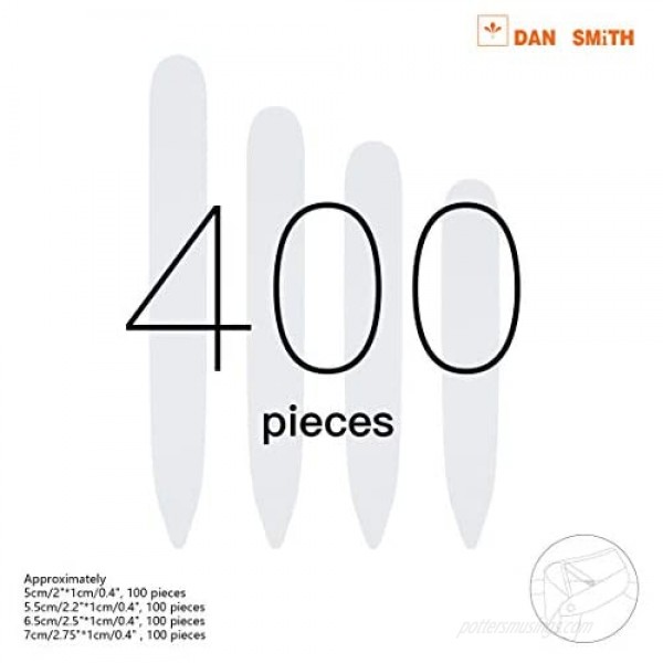 Dan Smith Men's Fashion 4 Sizes 200pcs 300pcs 400pcs Set White Plastic Collar Stays Shirt Collar Inserts Collar Stiffeners