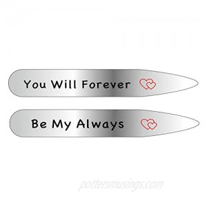 Dec.bells Jewellery 2.5 inch Metal Collar Stays for Men Personalized Engraved Gift for Him Dress Shirt Collar Stays