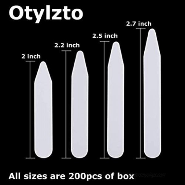 Otylzto 200 Plastic Collar Stays In Storage Box 2 2.2 2.5 2.7 For Men Shirts