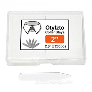 Otylzto 200 Plastic Collar Stays In Storage Box 2" 2.2" 2.5" 2.7"  For Men Shirts