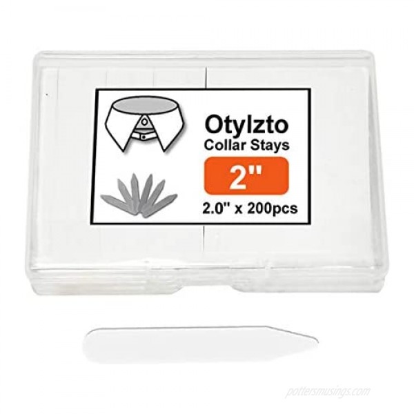 Otylzto 200 Plastic Collar Stays In Storage Box 2 2.2 2.5 2.7 For Men Shirts