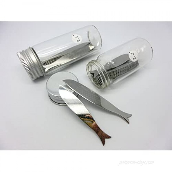 Shang Zun 20 Pcs Fish Design Metal Collar Stays in 2 Glass Bottles 2.2/ 2.5