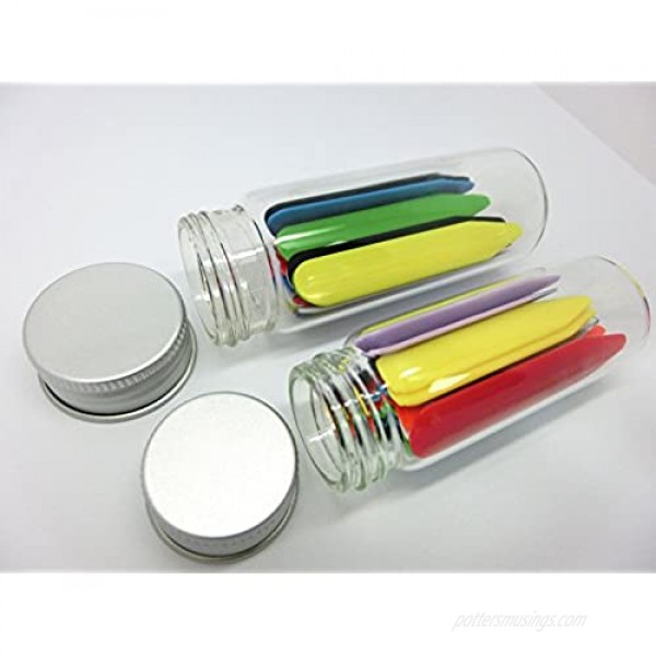 Shang Zun 28 Pcs Colorful Plastic Collar Stays in 2 Glass Bottles 2/2.37