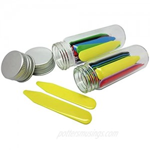 Shang Zun 28 Pcs Colorful Plastic Collar Stays in 2 Glass Bottles 2"/2.37"