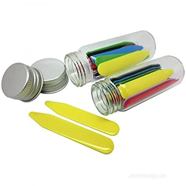 Shang Zun 28 Pcs Colorful Plastic Collar Stays in 2 Glass Bottles 2/2.37