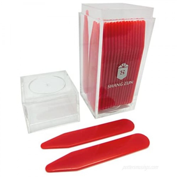 Shang Zun 30 Pcs Red Plastic Collar Stays in Clear Box 2.2