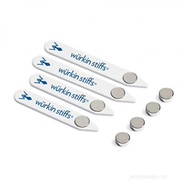 Wurkin Stiffs - 2 Pair 2.0 inch and 2.5 inch Stiff-N-Stay Plastic Magnetic Collar Stays with Storage case White