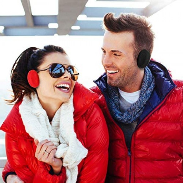 2 Pairs Bandless Ear Warmers/Earmuffs with Soft Fleece Ear Covers Winter Outdoors Men Women