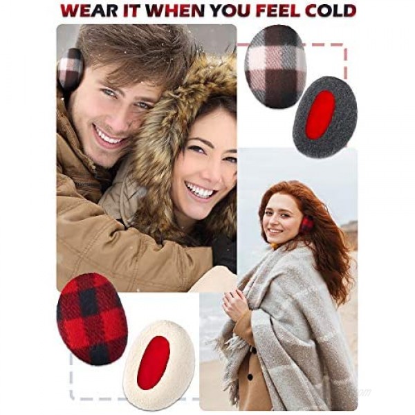 4 Pairs Bandless Ear Muffs Fleece Ear Muffs Thick Winter Ear Covers Cold Weather Ear Warmer for Women