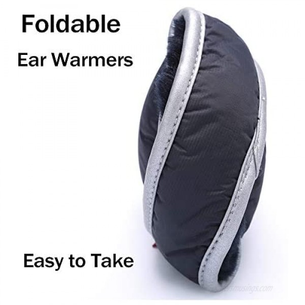 Ear Warmers Waterproof Unisex Winter Fleece Earmuffs for Men Women Adjustable Ear Muffs