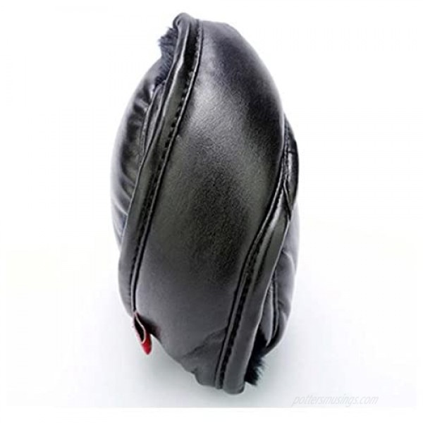 LerBen Foldable PU Leather Earmuff Faux Furry Behind Head Ear Warmer Unisex