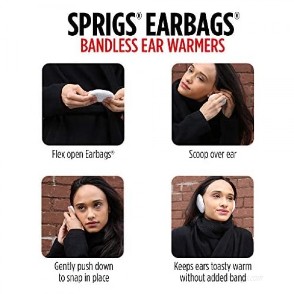 Sprigs Earbags Ear Muffs Cold Weather Ear Warmers For Winter 2 Layers of Fleece With Thinsulate 2 Pack