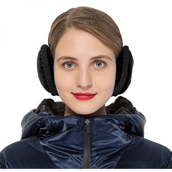Surblue Unisex Warm Knit Earmuffs Ladies Outdoor Cashmere Winter Pure Color Fur Earwarmer