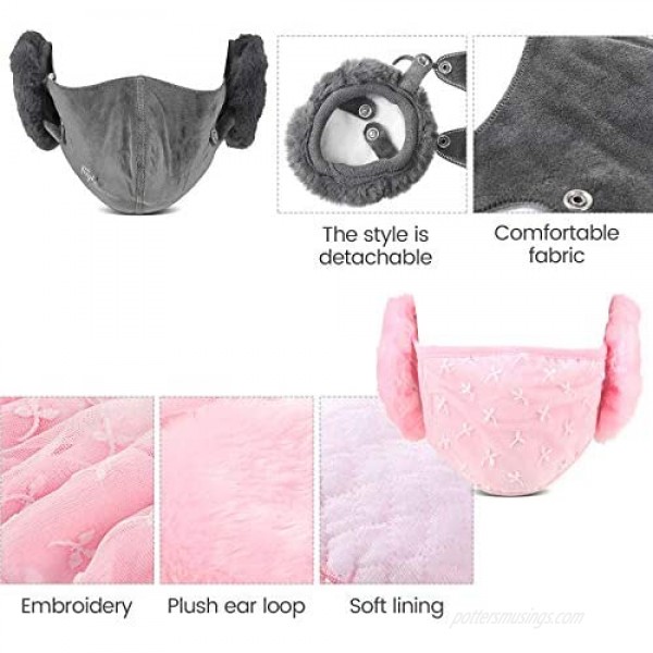 Syhood 4 Pieces Winter Face Covering Bandanas with Ear Warmers for Women Men Outdoor Balaclava Earmuffs