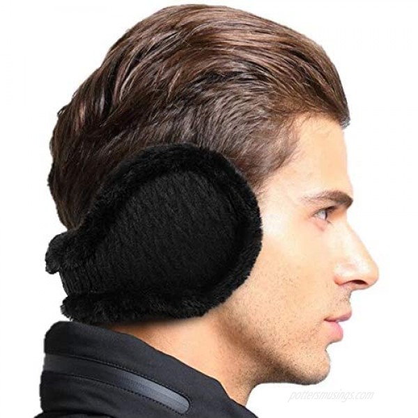 Winter Ear Muffs for Women Men Foldable Earmuffs Ear Warmers Adjustable Knit Furry Fleece Ear Covers