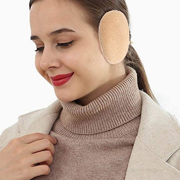Yokawe Winter Ear Muffs Khaki Warm Bandless Polar Fleece Earmuffs Soft Outdoor Ear Warmers for Women and Men