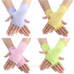 4 Pairs Sunblock Fingerless Gloves Unisex UV Protection Non Slip Half Finger Summer Outdoor Gloves for Cycling Riding