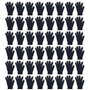 48 Pairs Winter Magic Gloves  Bulk Warm Brushed Interior  Stretchy Assorted Mens Womens