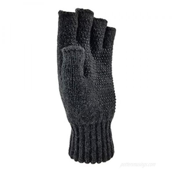 Bruceriver Men's Wool knitted Fingerless Ragg Gloves with Thinsulate Lining