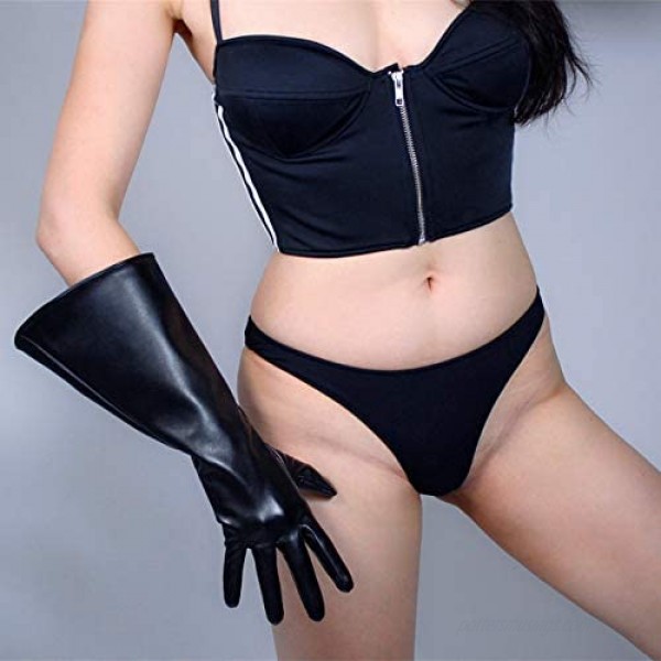 DooWay Fashion Long Gloves Unisex Gauntlet Faux Leather 38cm 15-inch Large Wide Cuff for Women Costume Cosplay