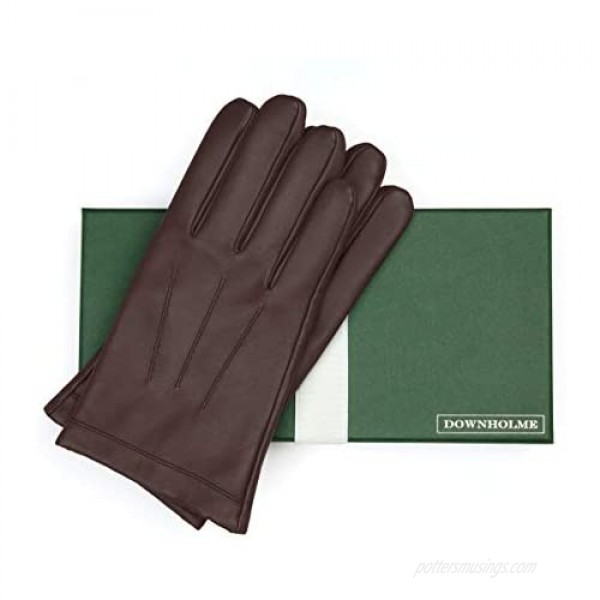 Downholme Touchscreen Leather Cashmere Lined Gloves for Men