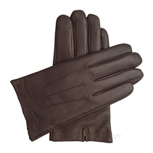 Downholme Touchscreen Leather Cashmere Lined Gloves for Men