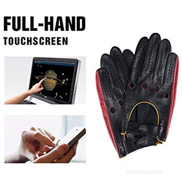 FIORETTO Mens Driving Motorcycle Gloves Touchscreen Original Design Italian Leather Gloves Unlined for Men