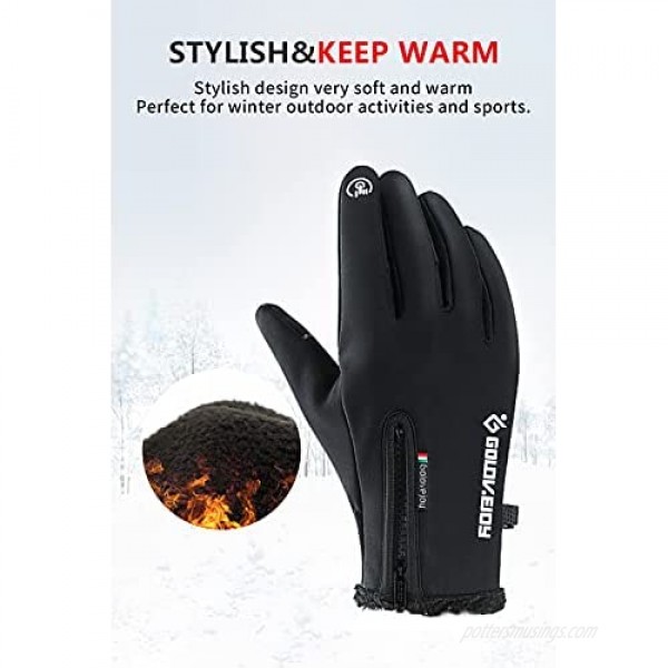 Golovejoy Winter Gloves Waterproof Windproof Anti-slip Gloves All Finger Touch Screen Men
