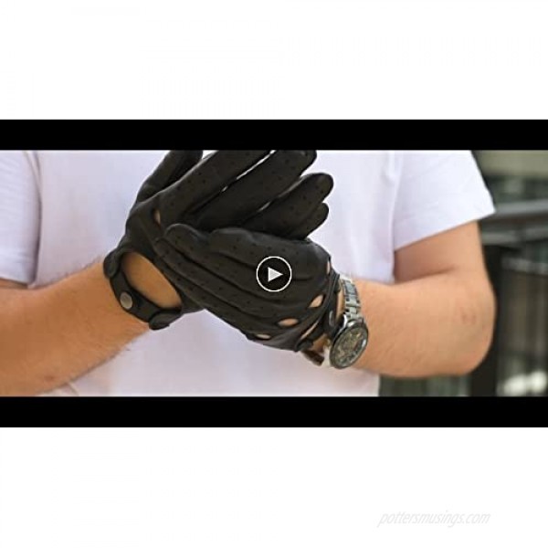 Harssidanzar Mens Leather Driving Gloves Unlined