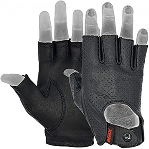 Mens Driving Gloves Basic Soft Goat Leather Fingerless Breathable Biker Motorcycle Riding Cycling Shooting Button Gloves Full Finger  Black