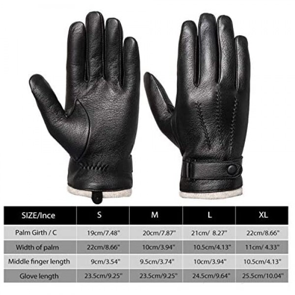 Mens Genuine Leather Gloves Winter - Acdyion Touchscreen Cashmere/Wool Lined Warm Dress Driving Gloves