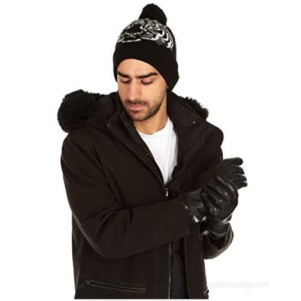 MESSERIO Authentic Sheepskin Leather Winter Gloves for Men with Rabbit Fur Lining + Gift Box
