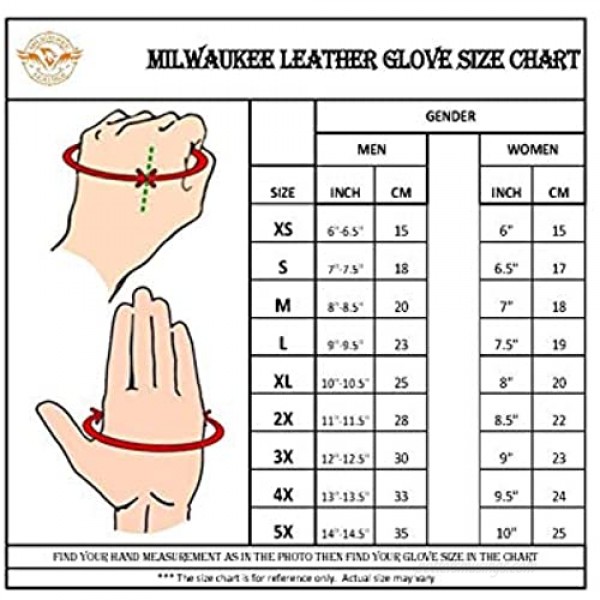 Milwaukee Leather SH442 Men's Black Leather Full Panel Fingerless Gloves with Gel Palm - Large